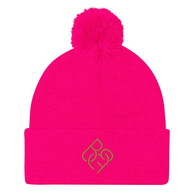 BBF Puff Beanie (Gold Logo) - Body Beauty Fit By Amber