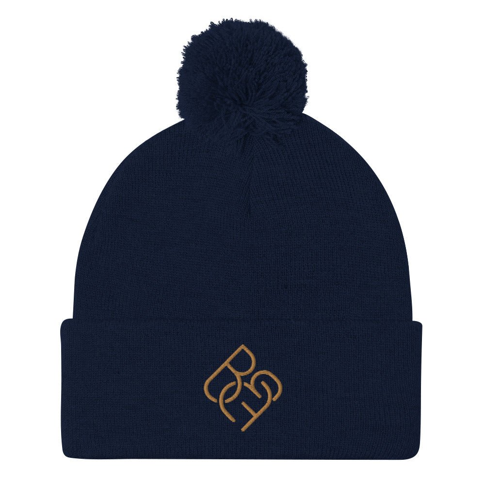 BBF Puff Beanie (Gold Logo) - Body Beauty Fit By Amber