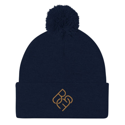 BBF Puff Beanie (Gold Logo) - Body Beauty Fit By Amber