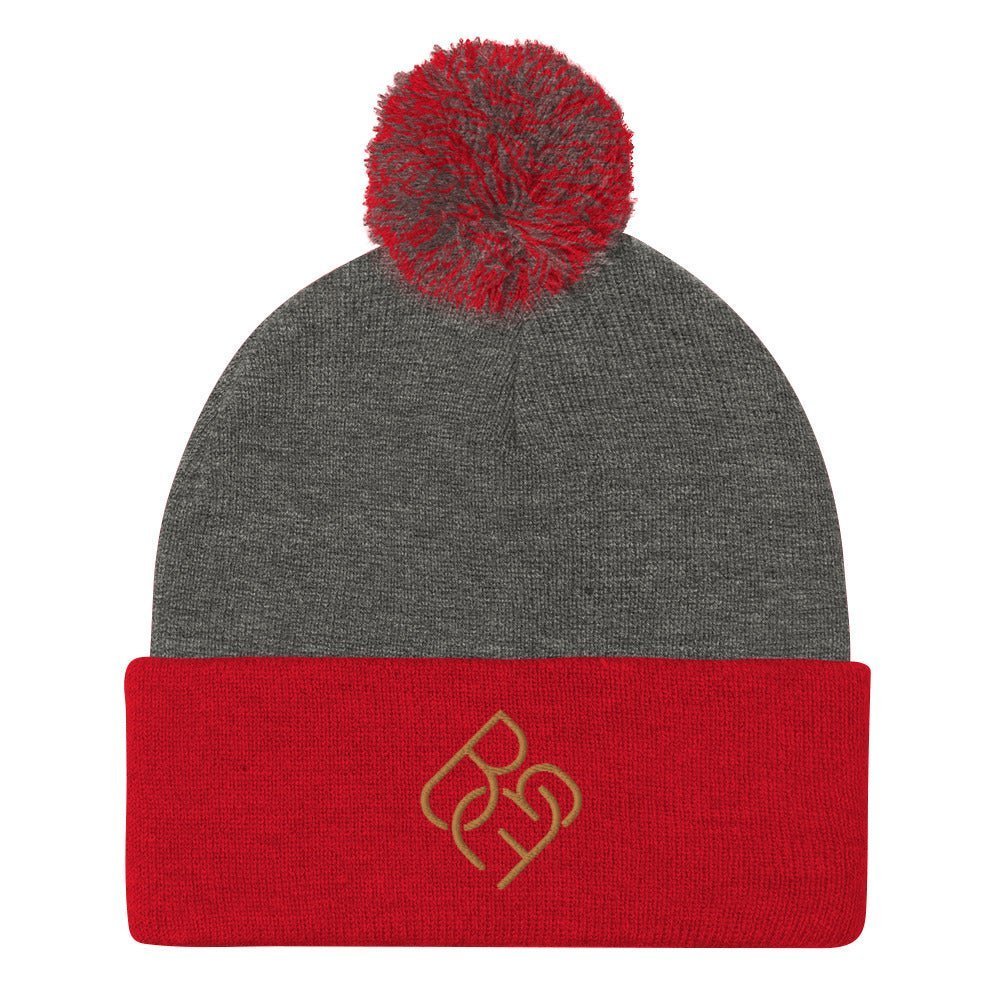 BBF Puff Beanie (Gold Logo) - Body Beauty Fit By Amber