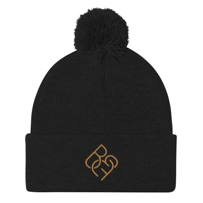 BBF Puff Beanie (Gold Logo) - Body Beauty Fit By Amber