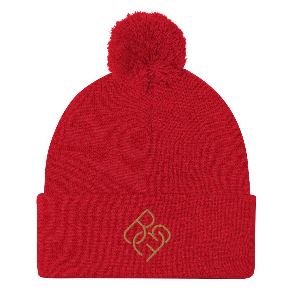 BBF Puff Beanie (Gold Logo) - Body Beauty Fit By Amber
