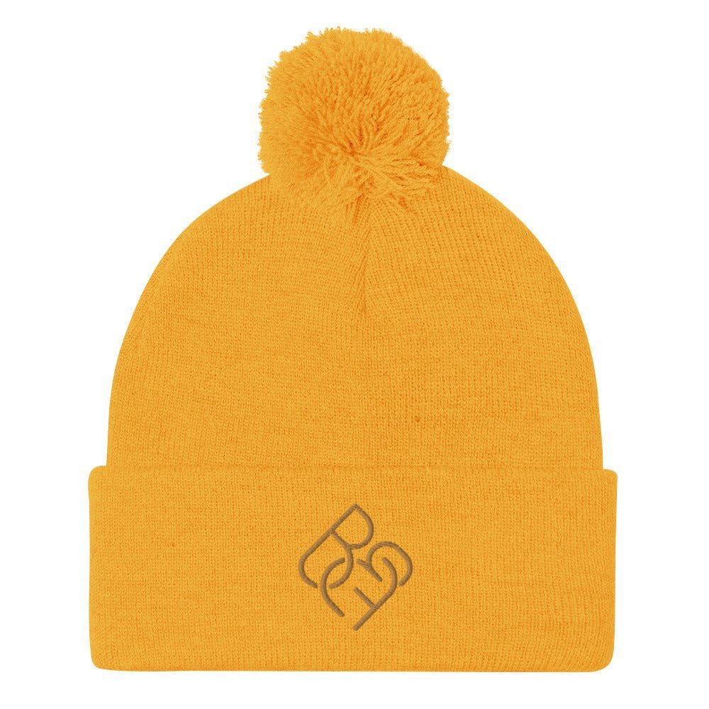 BBF Puff Beanie (Gold Logo) - Body Beauty Fit By Amber