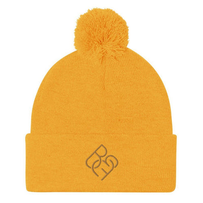 BBF Puff Beanie (Gold Logo) - Body Beauty Fit By Amber