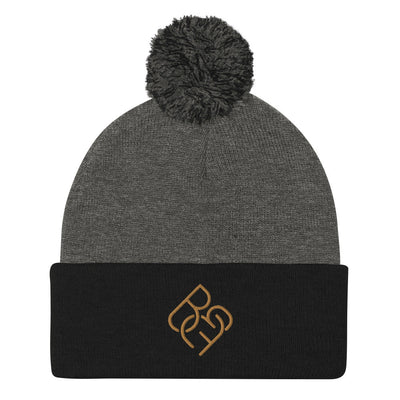 BBF Puff Beanie (Gold Logo) - Body Beauty Fit By Amber