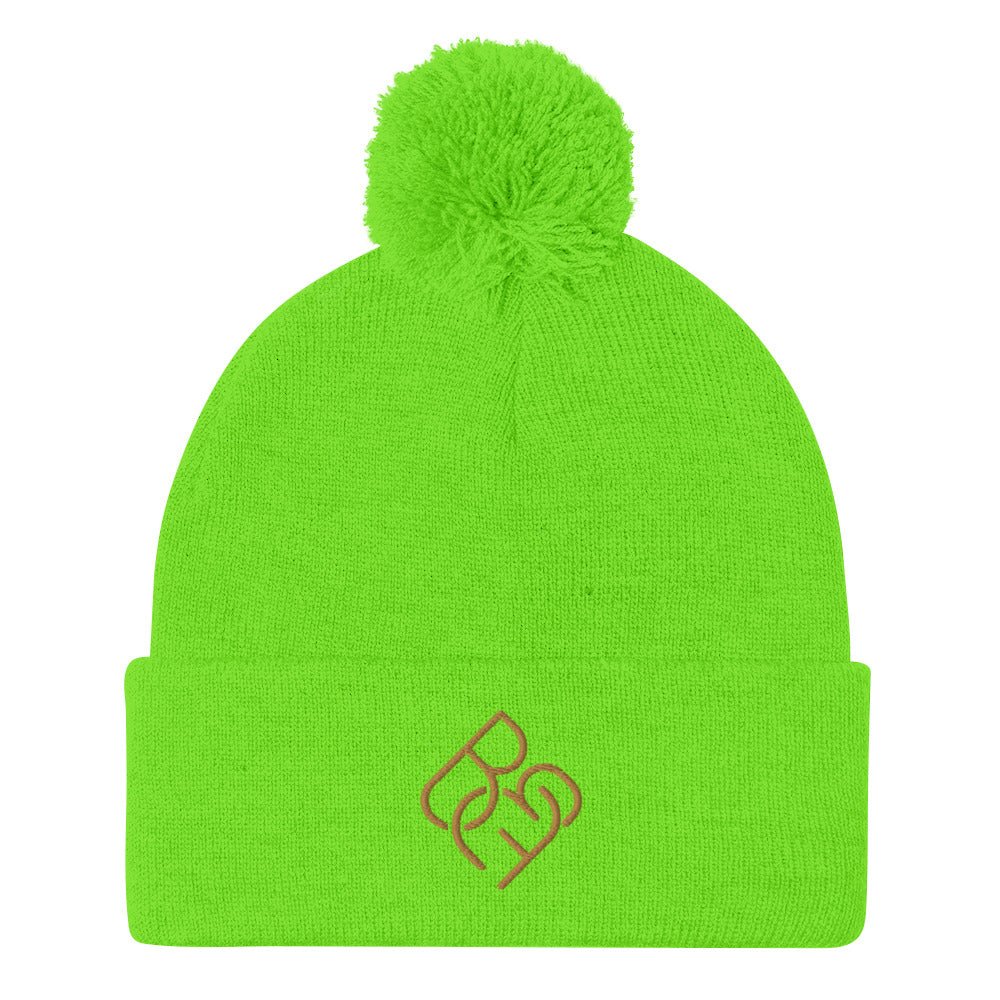 BBF Puff Beanie (Gold Logo) - Body Beauty Fit By Amber