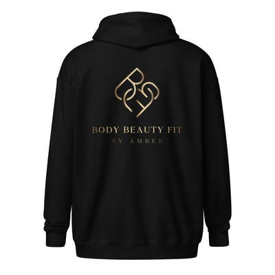 Heavy Blend Zip Jacket (Gold Logo) - Body Beauty Fit By Amber
