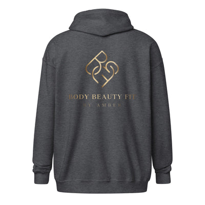 Heavy Blend Zip Jacket (Gold Logo) - Body Beauty Fit By Amber