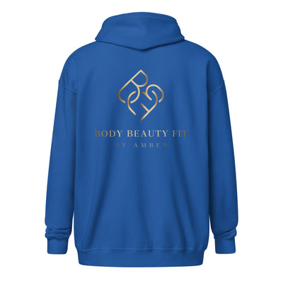 Heavy Blend Zip Jacket (Gold Logo) - Body Beauty Fit By Amber