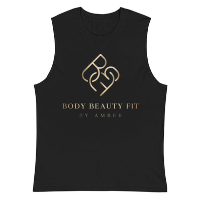 Sleeveless Tank (Gold Slogan) - Body Beauty Fit By Amber